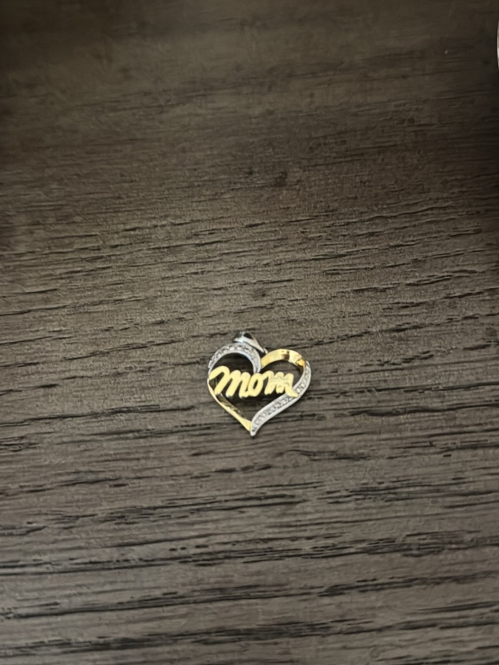 Heart "Mom" Pendant - Two-Tone Gold & Silver